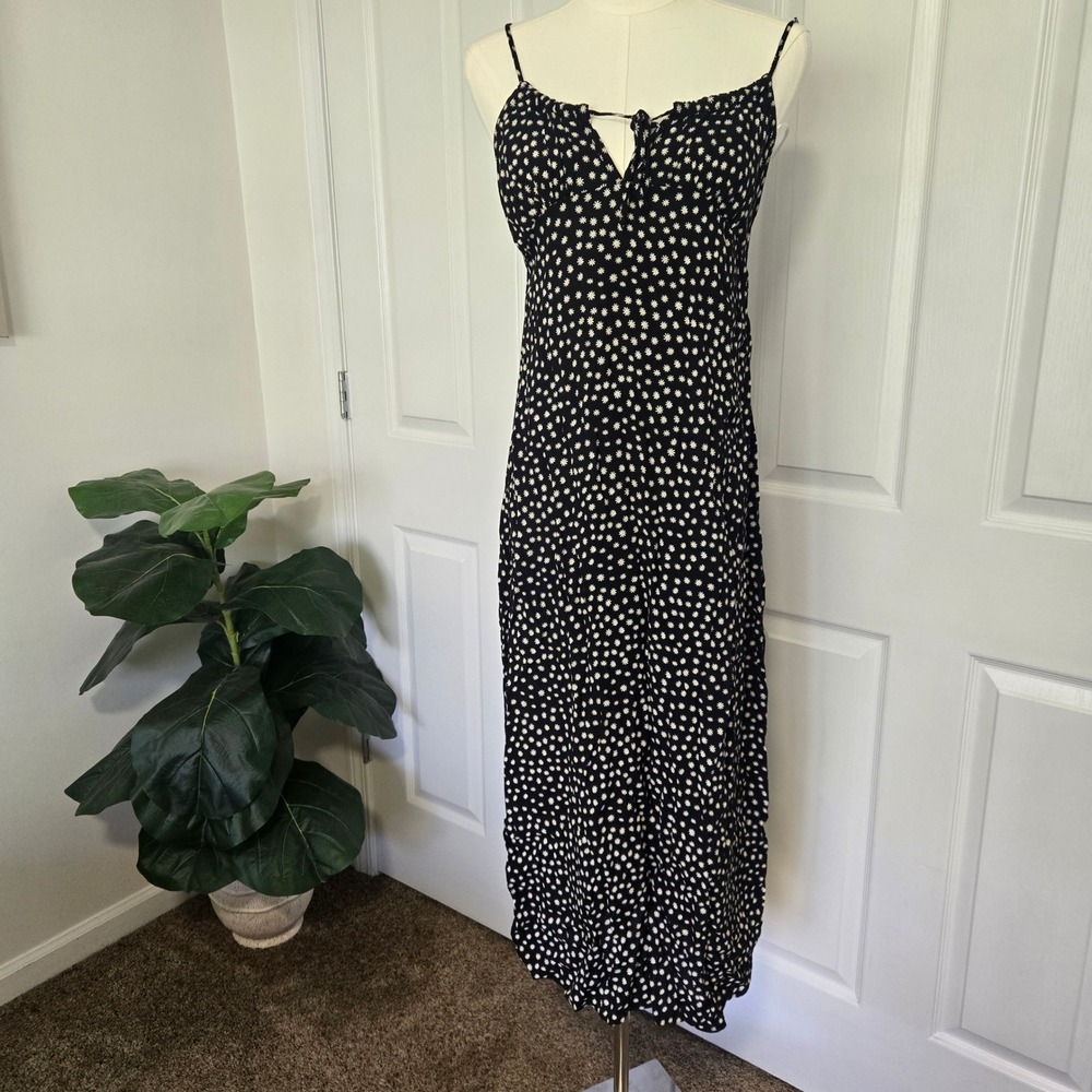 Weekend Los Angeles Maxi Dress Womens Medium Black‎ Daisy Floral Boho D1217RWK